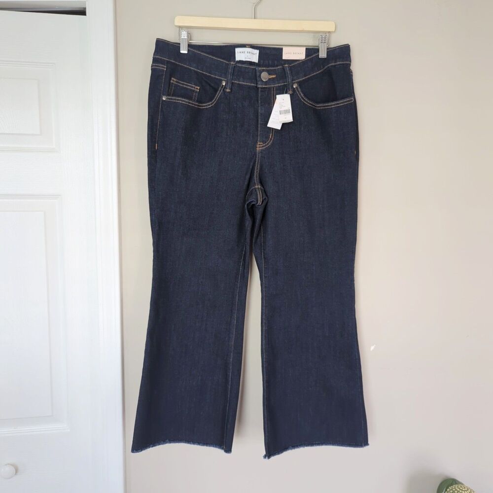 Lane Bryant NWT Dark Wash Mid Rise Cropped Flare Jeans Size 16 Magic Waistband
